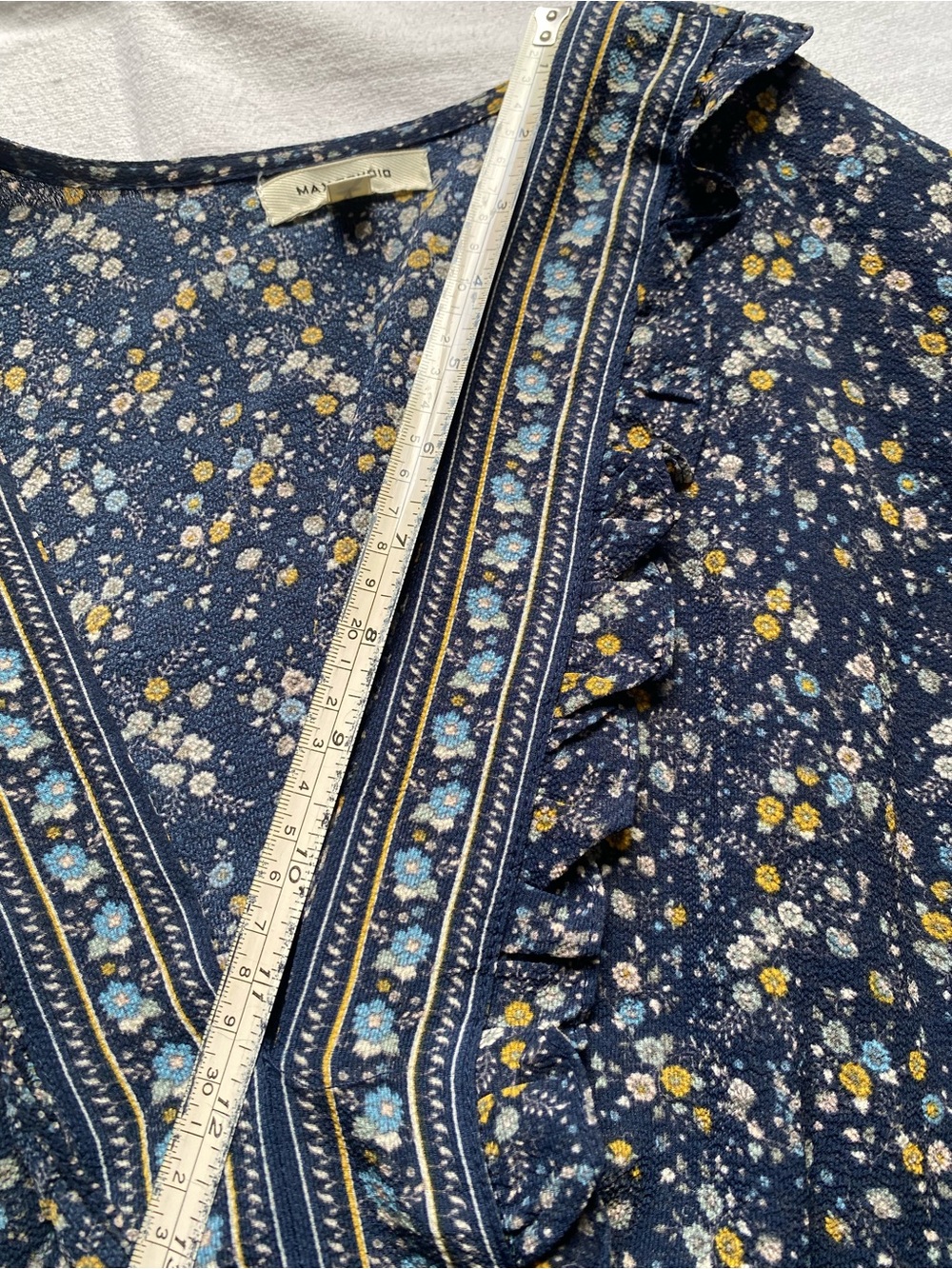 Max Studio Navy Floral Tiered Maxi Dress SZ L - Picture 12 of 16